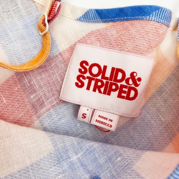 NWOT Solid & Striped Gingham Maxi 100% Linen Dress Size S - Picture 5 of 6